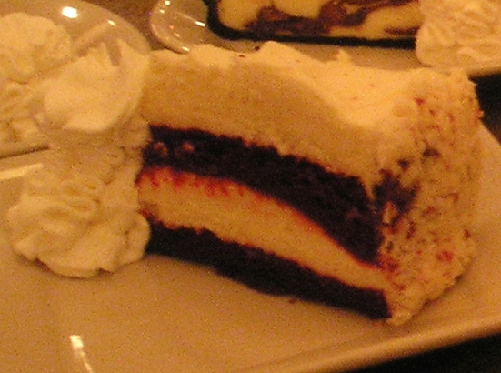 Red Velvet Cake Cheesecake at the Cheesecake Factory. My apologies for the blurry shot!